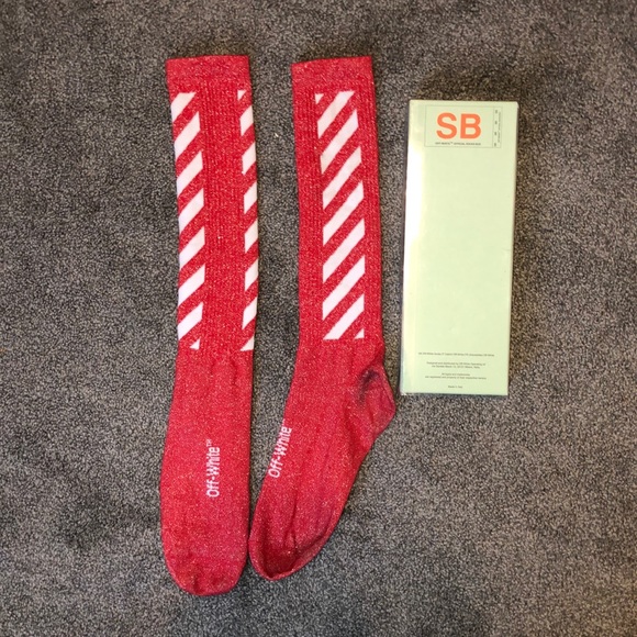 red off white socks